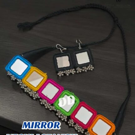 MIRROR NECKLACE WITH EARRINGS