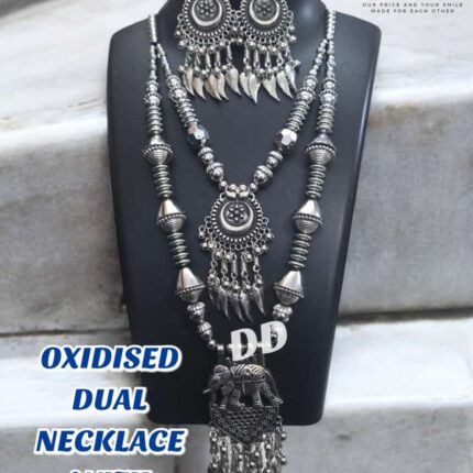 OXIDISED NECKLACE WITH EARRINGS