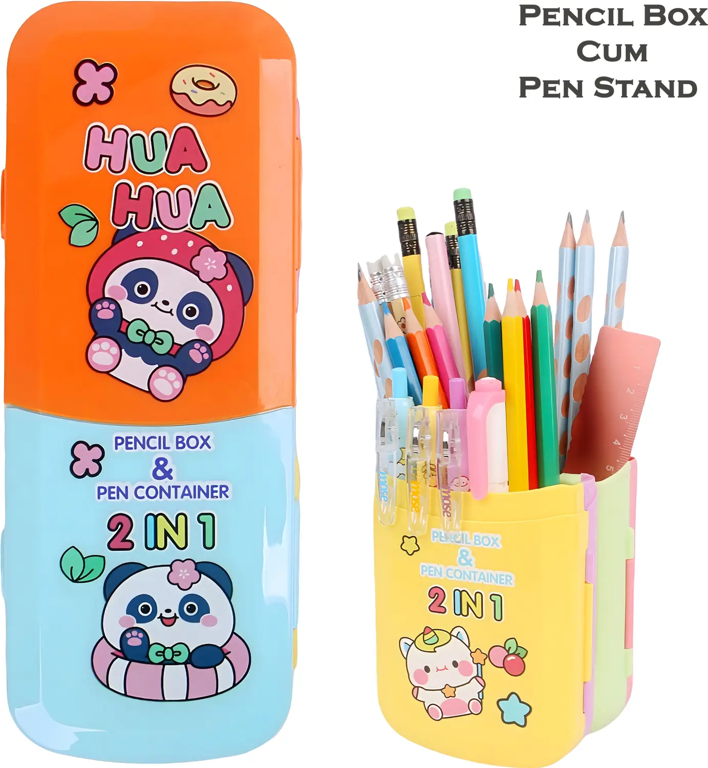 panda-cartoon-2-in-1-pencil-box-cum-pen-stand-foldable-school-original-imahghcknkg4svq5